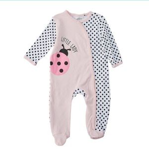 Baby Girl Pink Ladybug Footed Snap Sleeper 3-6M